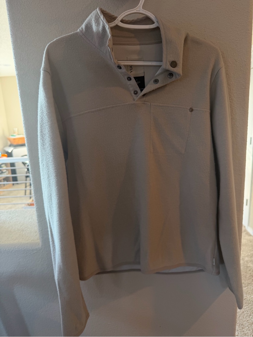 Vuori Cream Zip-Neck Fleece Pullover